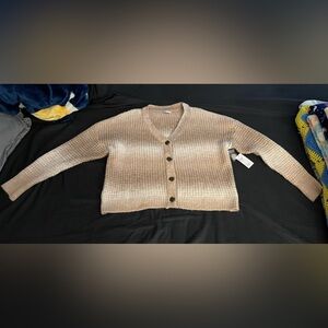 Women’s Sonoma NWT Beige Ombré Supersoft waffle knit cardigan in size xxl